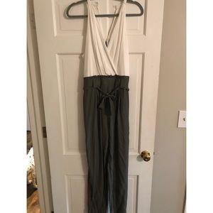 Olive and white jumper